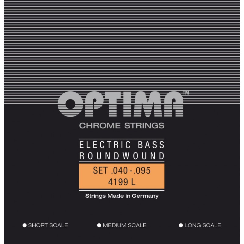 Optima 7166729 Struny do basu Chrome Strings. Round Wound Short Scale